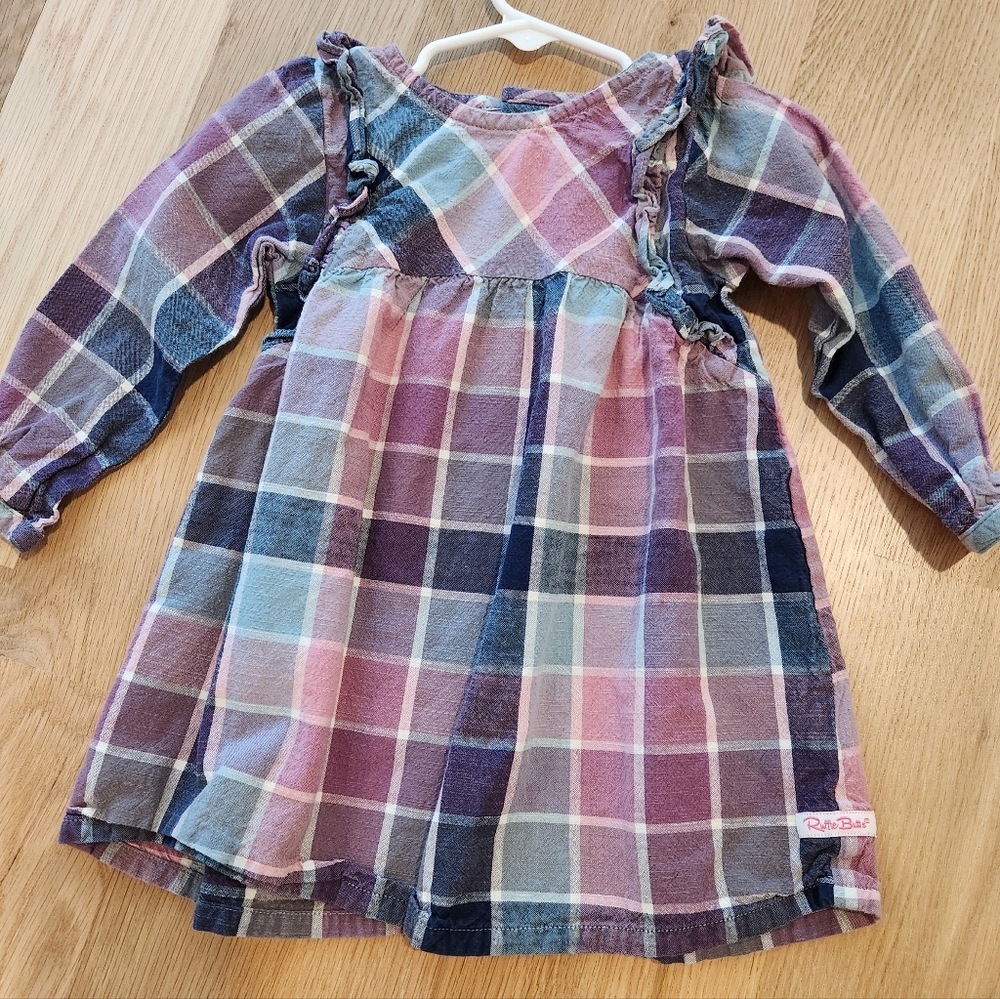 Ruffle Butts Plaid Skirted Dress - Pink, Blue & Purple